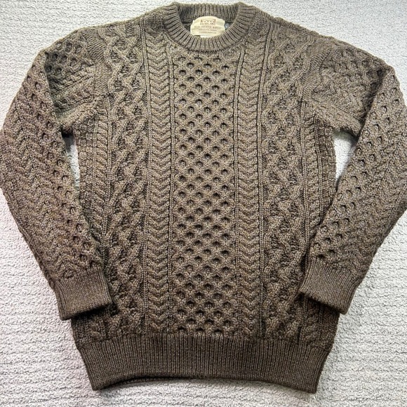 Aran Sweater Market Other - Aran Sweater Market Ireland 100 virgin wool‎ cable Knit Wool Sweater Brown L VTG